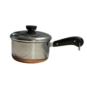 Vintage Revere Ware Copper Bottom Stainless Steel Sauce Pan Lid | 1.5 QT